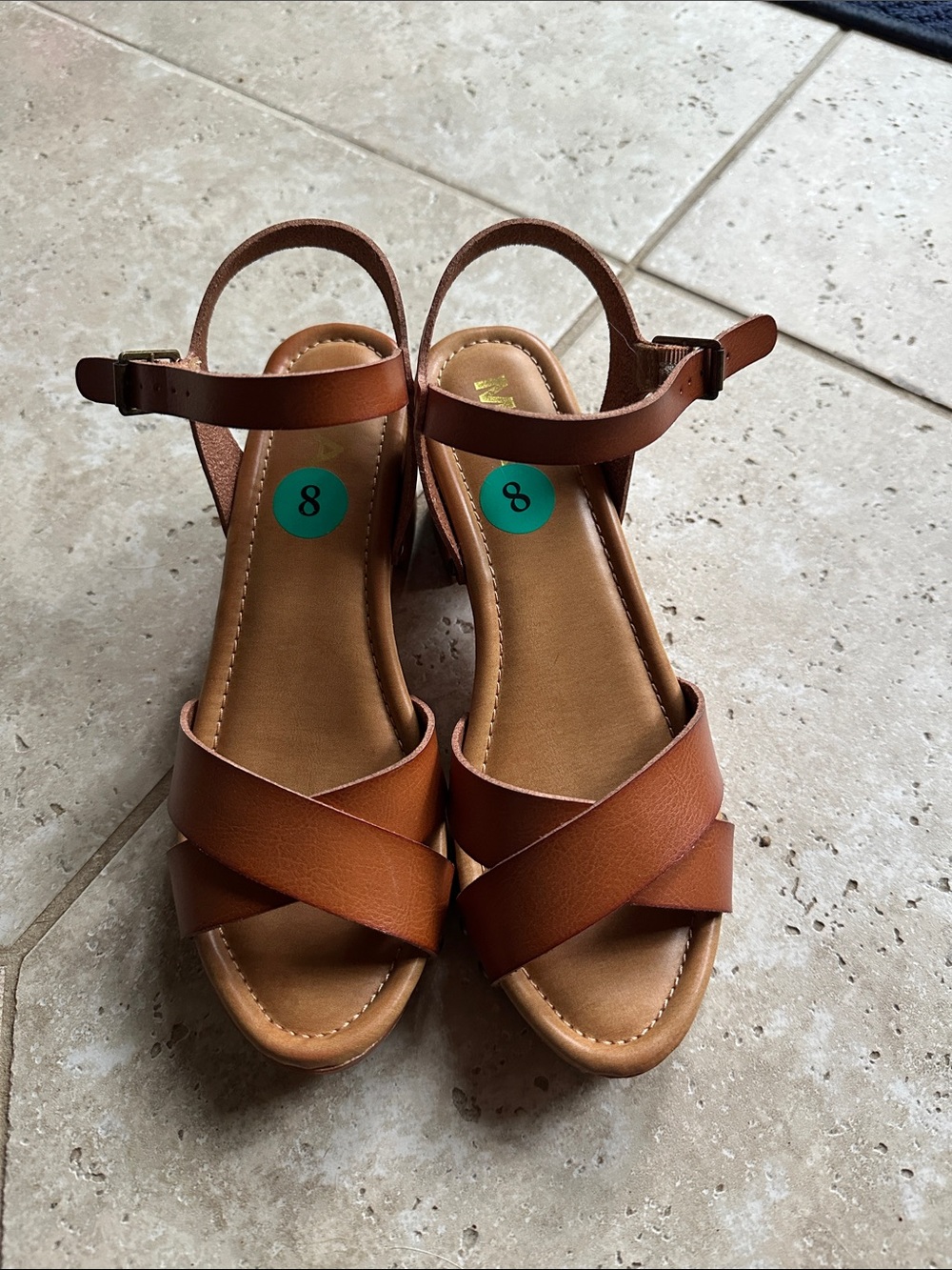 MIA Brown Cross-Strap Ankle Strap Sandals